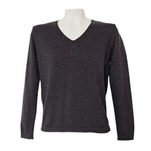 Luciano Dante Fine Mareno Charcoal Gray V-Neck Sweater Academia Neutral Preppy